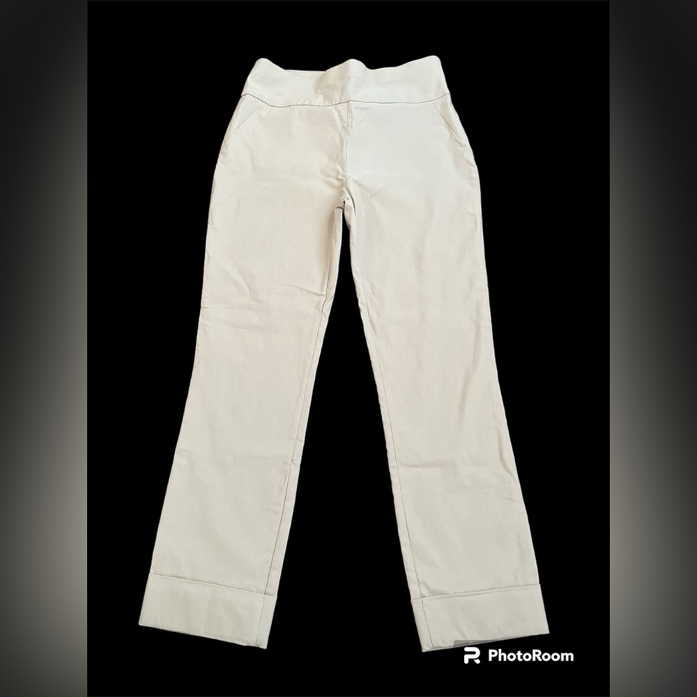 LIKE NEW New York & Company Cropped Cuffed Pull On Pants - Khaki/Tan - Sz Small